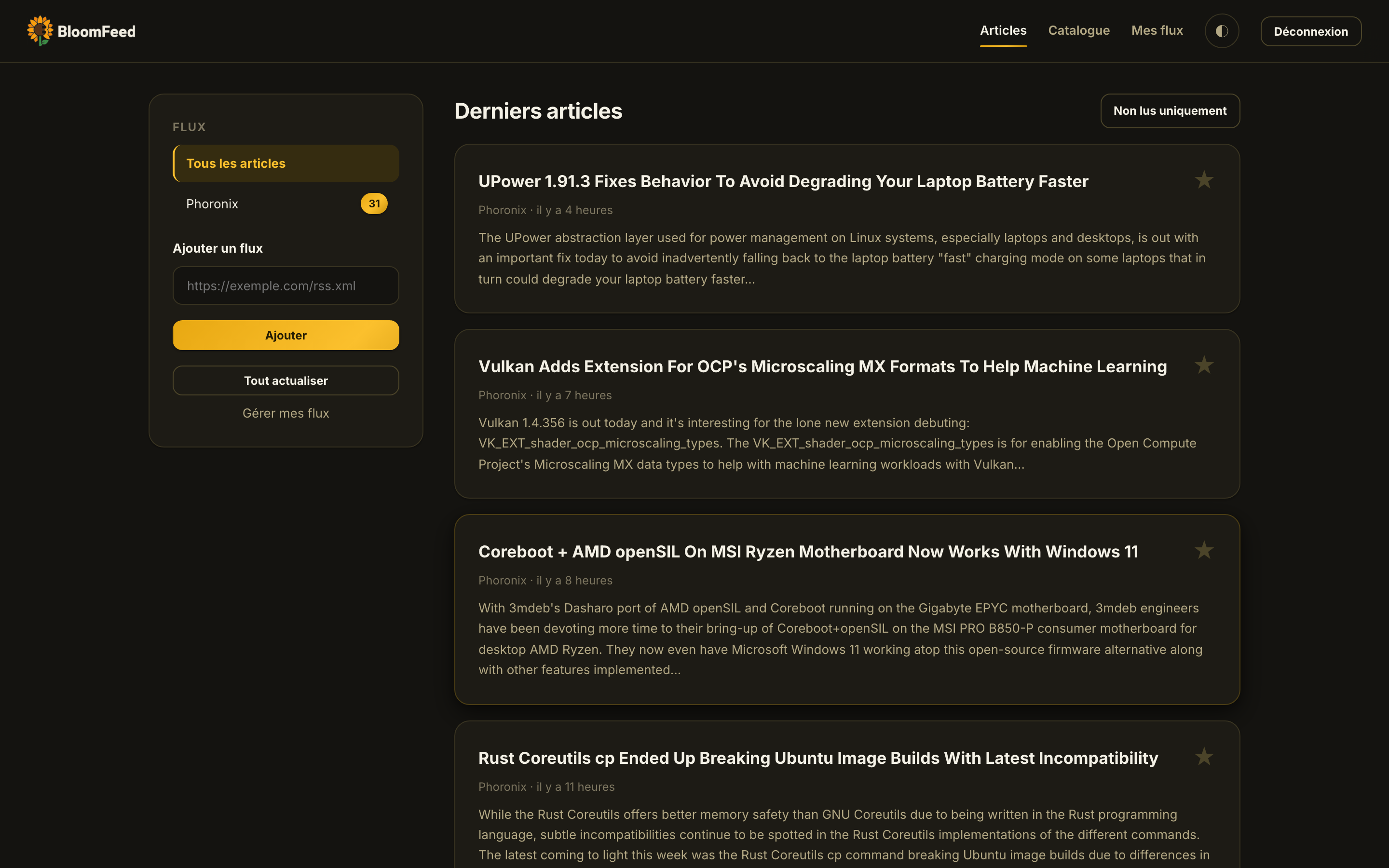 BloomFeed dashboard